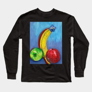 Still life painting with apples and banana Long Sleeve T-Shirt